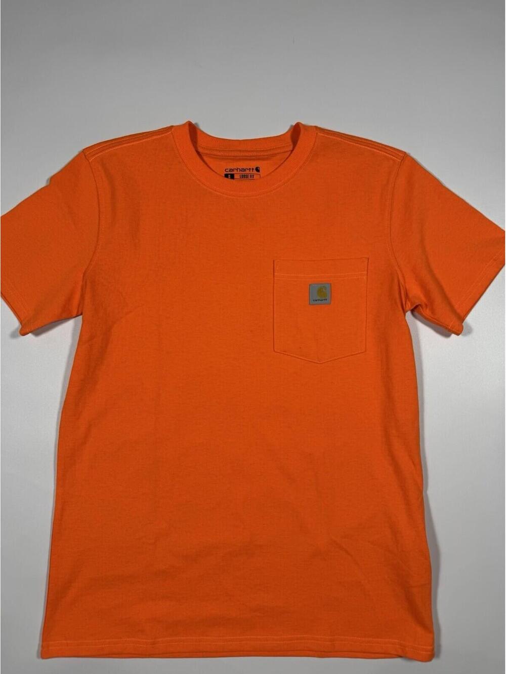 Carhartt Shirt Mens Small Orange Loose Fit Heavyweight Pocket Workwear K87-W